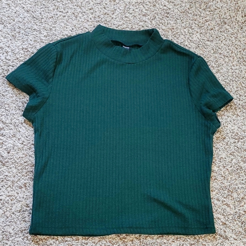 Green Mock Neck Crop Top